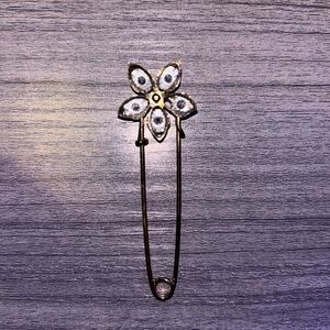 Floral Gold Safety Pin Brooch
